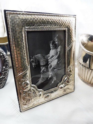 Child's Vintage St Silver Photo Frame Teddy Bears Hammered Silver 925 Greece - Picture 4 of 8