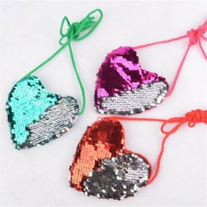 Children Girl Sequin Heart Shaped Bag Messenger Cartoon Wallet Purse Coin Bag LC Children Girl Sequin Heart Shaped Bag Messenger Cartoon Wallet Purse Coin Bag LC