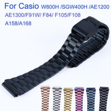 18mm Metal For Casio F91W F84 F105 F106 A158 A159 A168 Watch Band Steel Strap