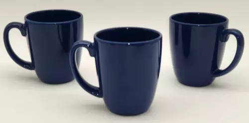 Corelle Coordinates Navy Blue Stoneware Coffee Cups Mugs Set of 3