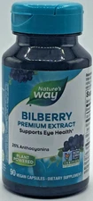 Nature's Way Bilberry Premium Extract ~ 90 Vegan Capsules ~ EXP 1/27 ~ FAST SHIP