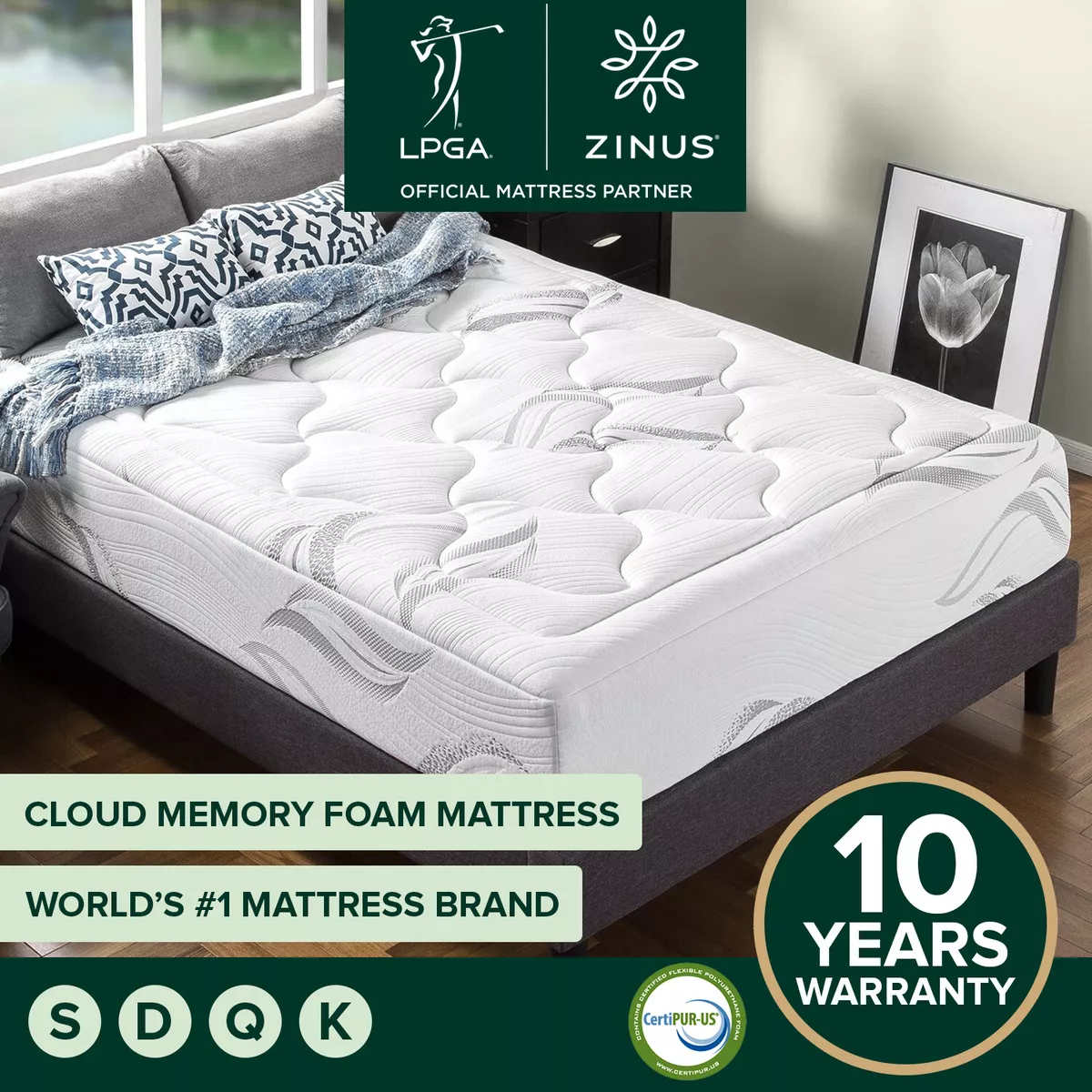 Zinus 12 cloud 2024 memory foam mattress