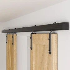 6FT-10FT Box Rail Heavy Duty Sliding Barn DoorHardware Track Kit,Wall Mount