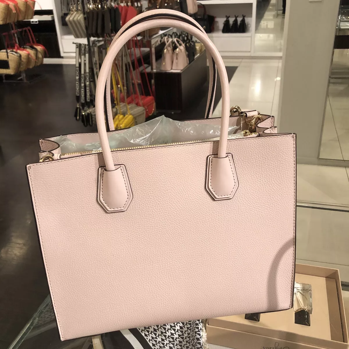 Michael Kors Mirella Small Shopper Top Zip Crossbody Bag Powder Blush –  Gaby's Bags