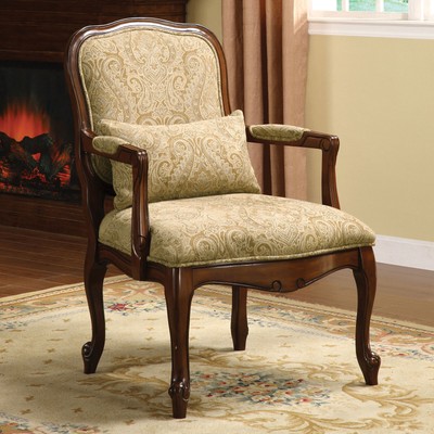 Queen Anne Style Legs Traditional Fabric Accent Chair