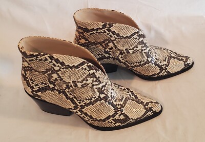 ZARA Women’s Size 36/6 V-VAMP SNAKESKIN COWBOY ANKLE BOOTS New