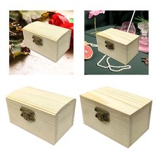 Unfinished Wood Box Craft Box Gift Packing Box Storage Treasure Chest