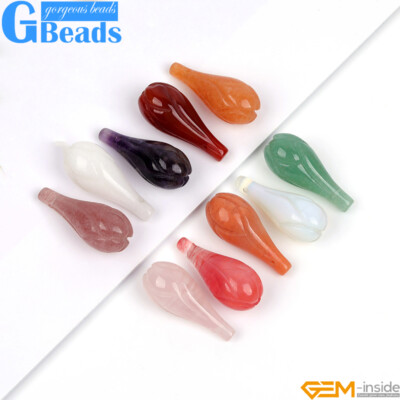 4Pcs Mix Stone Flower buds & Pumpkin Pendant Charms Beads Jewelery Making