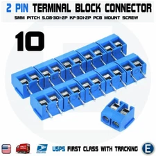 10PCS KF301-2P 2 Pin Plug-in Screw Terminal Block Connector 5.08mm Blue