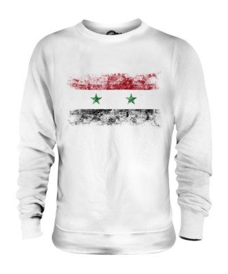 SYRIEN DISTRESSED FLAGGE UNISEX PULLOVER OBERTEIL SURIYAH FUSSBALL SYRISCH GESCHENK SHIRT