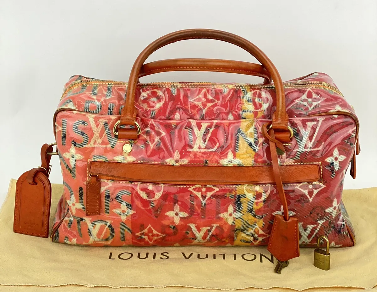 LOUIS VUITTON Travel Richard Prince Pink Denim Weekender PM Bag Luggage