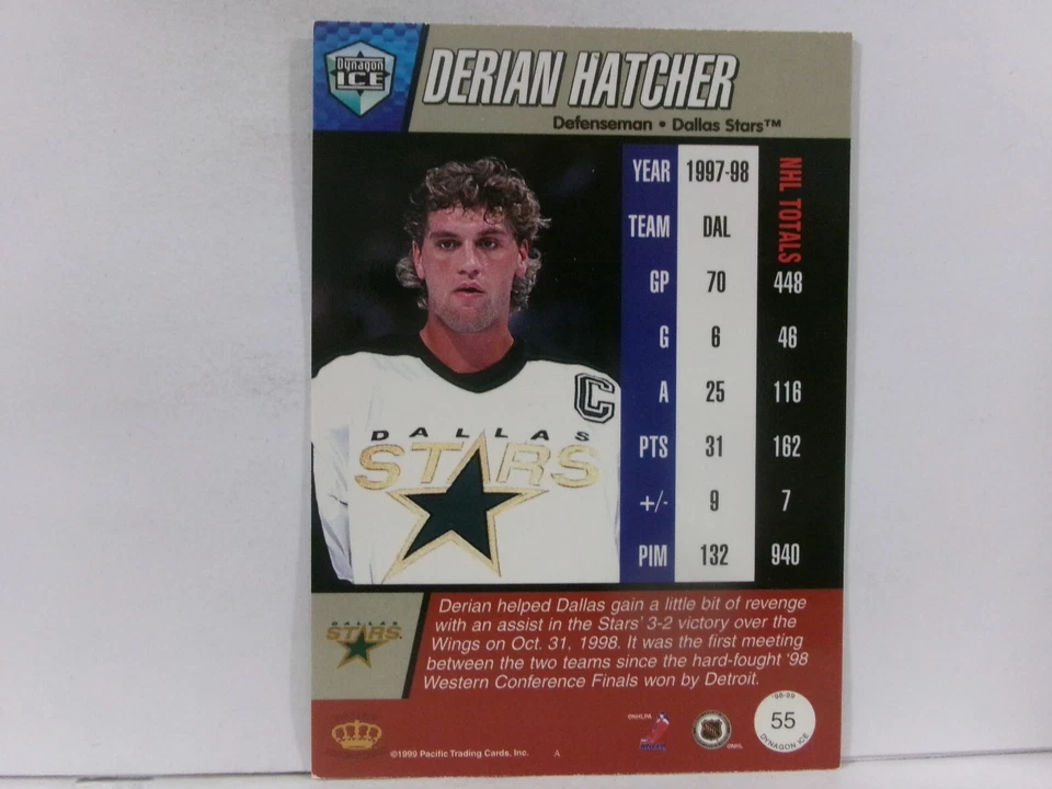 1998-99 Pacific Dynagon Ice Derian Hatcher #55 - Image 2 of 2