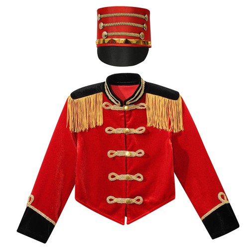 Kids Costume Cosplay Uniform Tuxedo Jacket Ringmaster Tailcoat Party Velvet - Picture 36 of 48