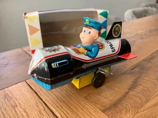 POLICE PATROL - YONEZAWA - JAPAN - TIN TOY SPACE-SHIP , WIND-UP, w/ BOX
