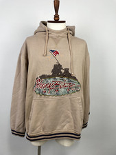 Johnny Blaze NYC Armi Logo Beige Heavywaight Men's Termal Hoodie Sz XL