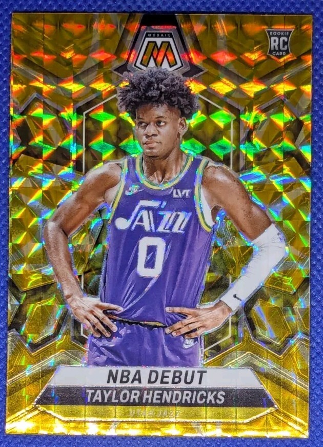 2023-24 Panini Mosaic TAYLOR HENDRICKS RC #261 NBA Debut Reactive Yellow Jazz
