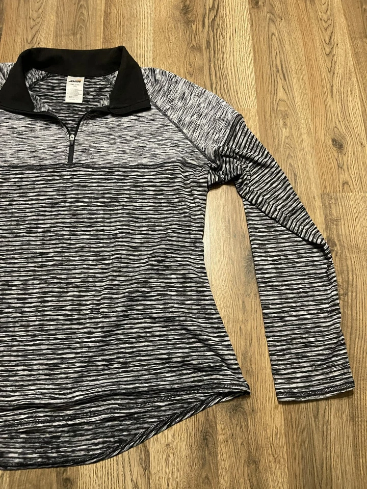 Camisa Avia, Mujer Talla 2XL, Gris Negro, Cremallera 1/4, Manga Larga, Cuello Foto 4 de 4