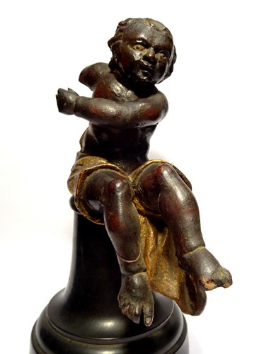 HOLZFIGUR GESCHNITZT - PUTTO 17. Jh. - BAROCK HOLZ GESCHNITZTE FIGUR - Bild 6 von 12