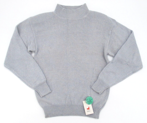 Vtg 80s Crazy Horse Sweater Womens Small Gray Claiborne Mock Neck Silk Angora - Picture 7 of 10