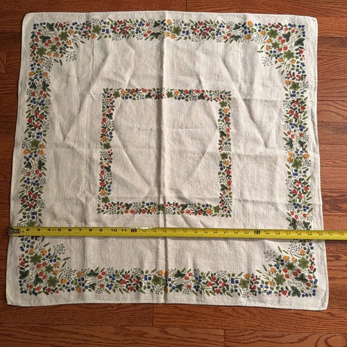 Frösö Handtryck AB Swedish Linen Tablecloth 30x30 Floral Berry Made in Sweden