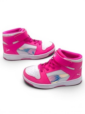 Puma Rebound LayUp Mid AC PS Pink White Girls Sneakers Size 2C