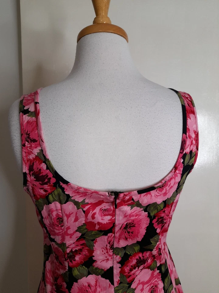Jiva- Pink Large Rose Cotton And Spandex Blend Summer Sundress Sz 2/6 Aust - image 4 of 4
