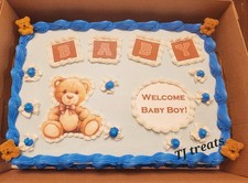 Cute Brown Teddy Bear Baby Shower Cake Topper Decoration