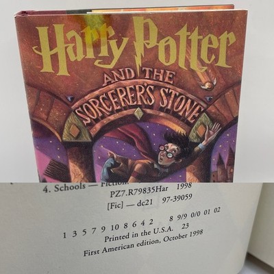 1998 Harry Potter And The Sorcerer's Stone 1st American Edition 1st Printing HC
