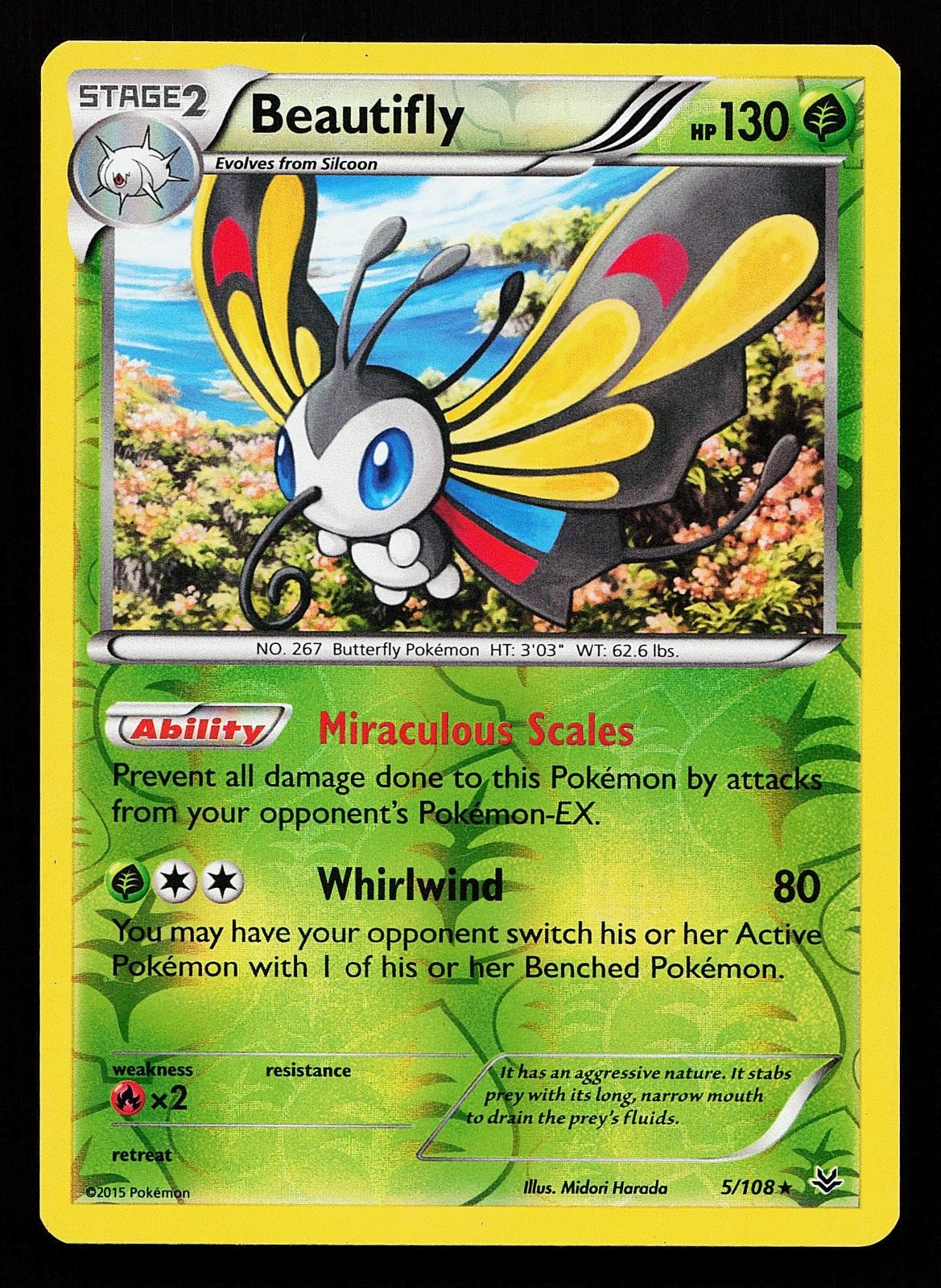 Beautifly 5/108 Reverse Holo Rare Roaring Skies Pokemon Card