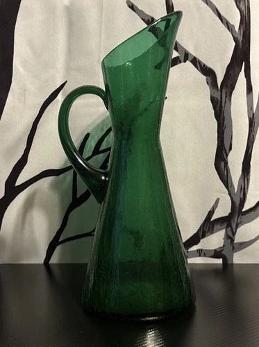 blenko glass vase green LARGE
