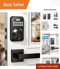 Matte Black Keyless Entry Keypad Deadbolt with Handles - Home Security Solution