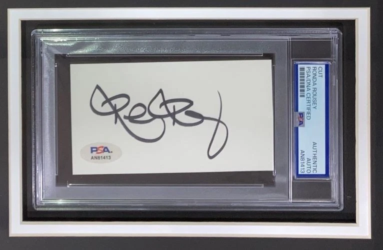 Ronda Rousey Signed Framed Slabbed UFC Cut Signature w/ 8x10 Photo PSA - Image 2 of 2