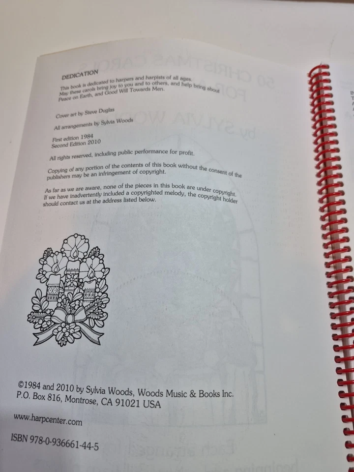 50 Christmas Carols for All Harps: Harp Solo Sylvia Woods Spiral Bound Excellent - Image 4 of 4
