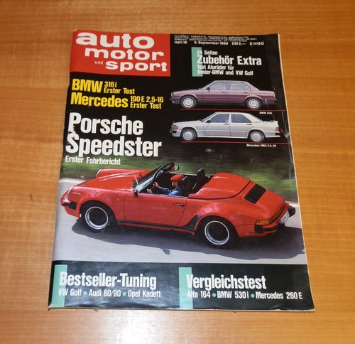 Auto Motor & Sport 19/88, Porsche Speedster, Alfa 164, BMW 530 i, Mercedes 260 E