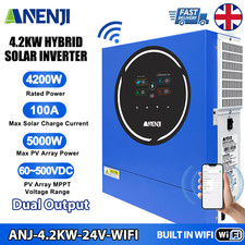 Inverter Solare 4.2KW 24V Ibrido On Grid Off Grid MPPT 100A 220V/230Vac 500V WIFI