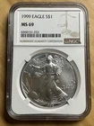 1999 $1 American Silver Eagle - NGC MS69
