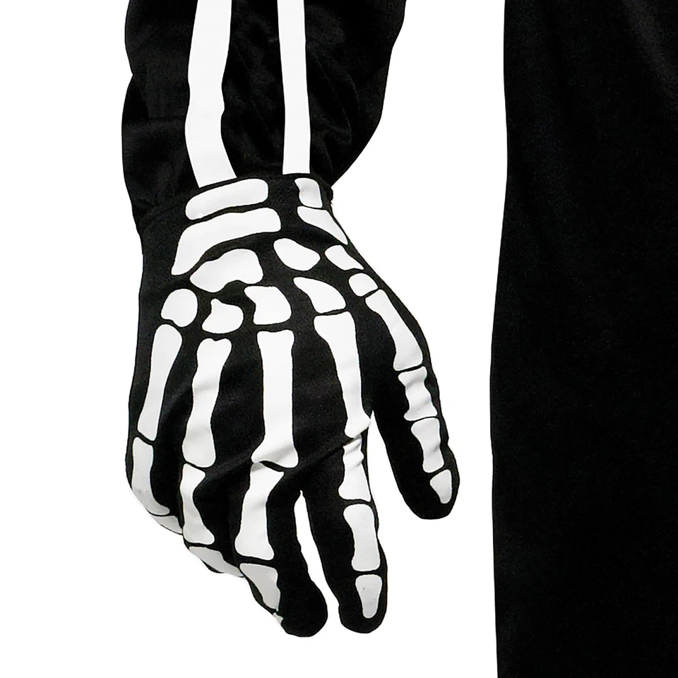 Fantasia masculina plus size Skeleboner - Roupa adulta de Halloween em branco/preto - Imagem 4 de 4
