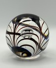 Langham England Art Glass Paperweight Red Swirl Controlled Bubble Heavy
