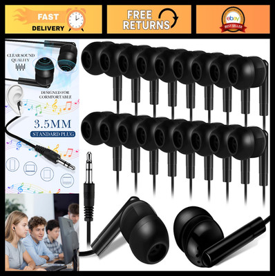500 Pack Wired Earbuds for Classroom - Basic Student Headphones, 3.5MM Jack, Bul