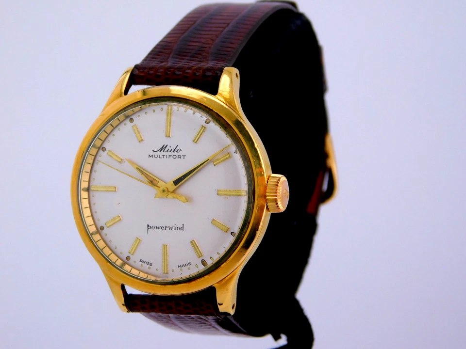 VINTAGE MIDO MULTIFORT POWERWIND 917P 18K GP RELÓGIO DE PULSO MASCULINO COM MANUTENÇÃO C.1960s - Imagem 2 de 4