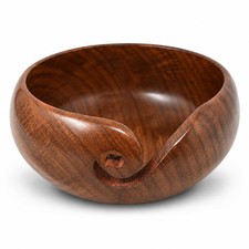 Ajuny Wooden Yarn Bowl for Crocheting Handmade Holder with Holes - 6 Inch