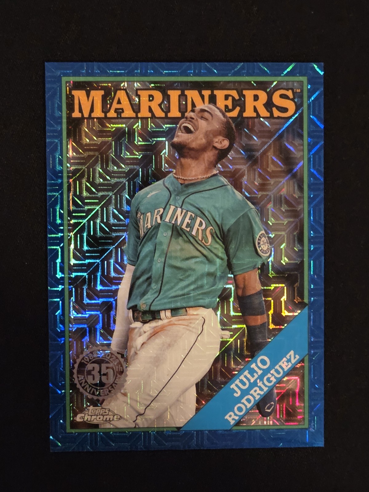 2023 Topps Chrome Silver Pack Mojo Julio Rodriguez Blue Refractor /150 #T88C-38