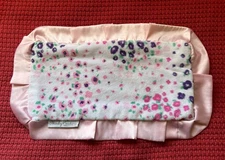MINKY COUTURE FLORAL SATIN TRIMMED LOVEY SECURITY BLANKET 11”X19” PINK MULTI