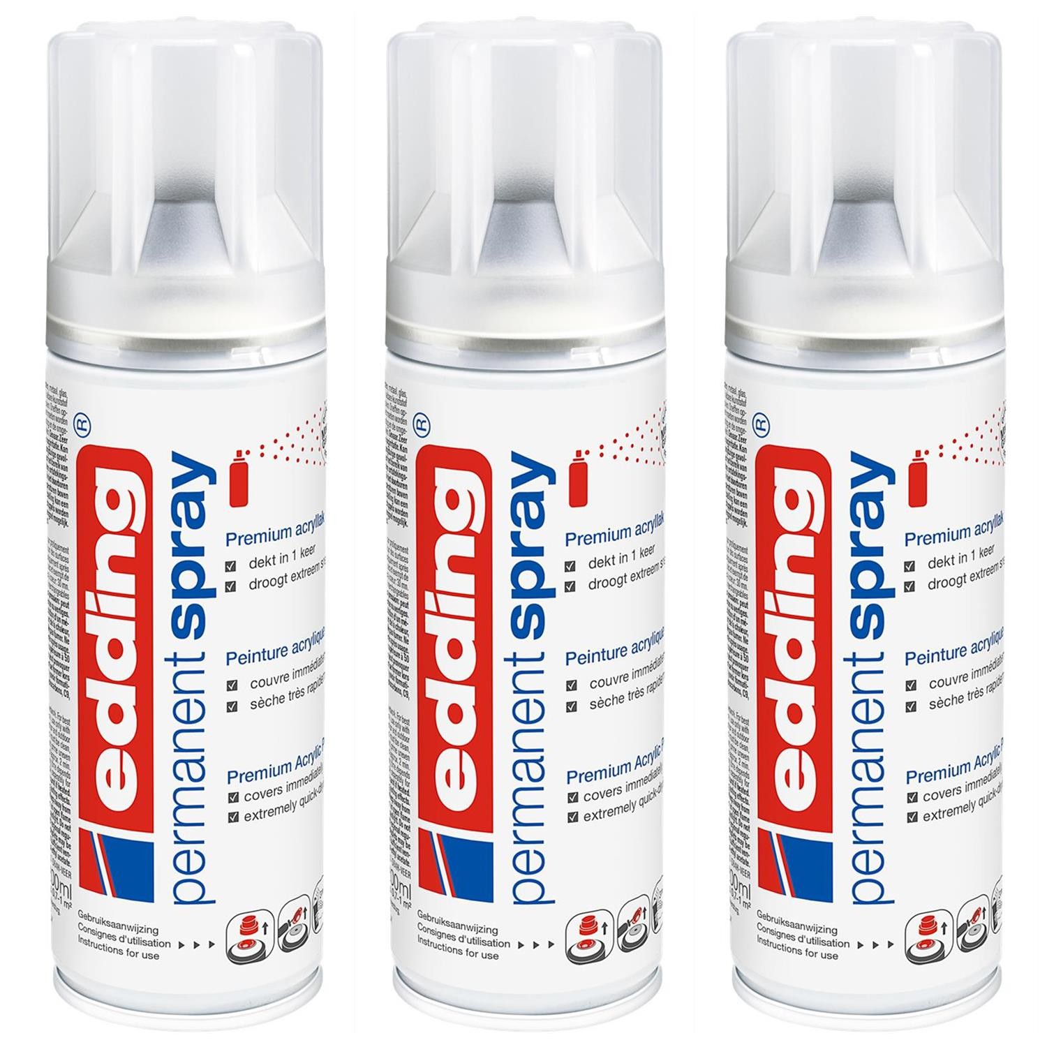 Edding 5200 lot de 3 sprays de vernis permanent transparent de 200ml