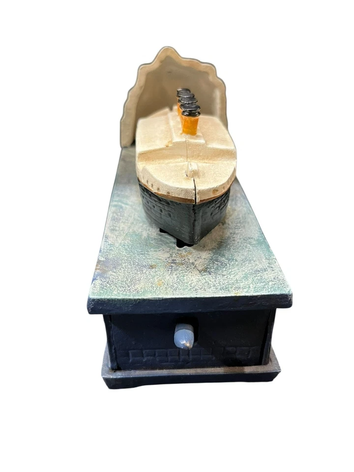 Vintage Cast Iron Titanic Ship & Iceberg Bank Figurine Collectible - Image 2 of 3