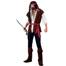 Mens Caribbean Pirate Captain Costume Fancy Dress Halloween Party costume SMALL