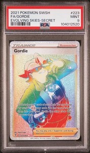 2021 POKEMON SWORD & SHIELD EVOLVING SKIES SECRET FULL ART #223 GORDIE - PSA 9