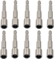 10 Pcs 5/16 Inch Magnetic Hex Nut Driver Drill Bit Set Quick Change Socket
