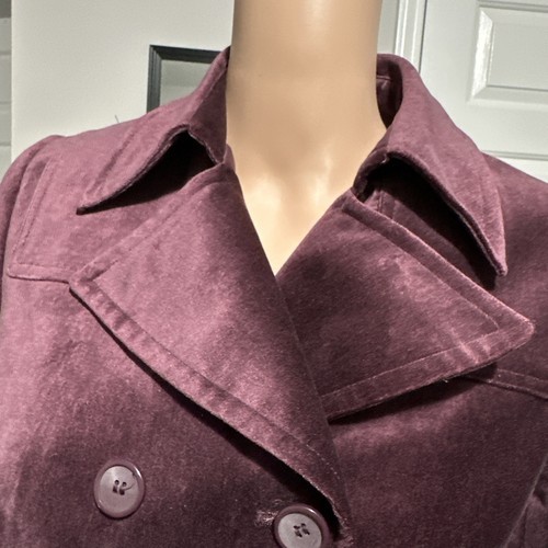 Apostrophe Purple Velvet Double Breasted Coat NWOT 18” PTP 17” Across Waist - Picture 4 of 10