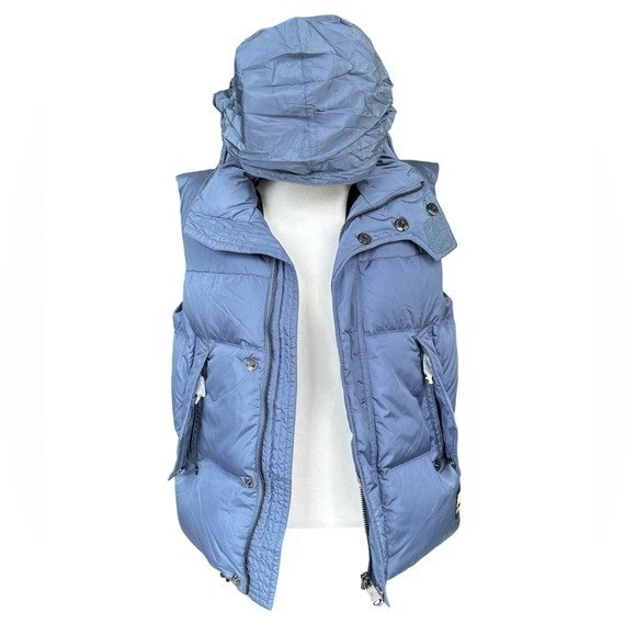 Burberry NWT Down Hooded Puffer Vest Light Blue S - Image 3 of 4